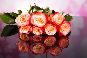 Bouquet of haber roses on a black background. Valentine's Day