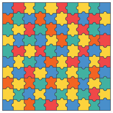 Colorful puzzles pieces pattern. Jigsaw puzzle template.