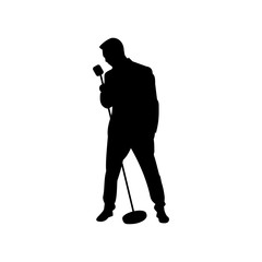 Man singing with a microphone. Vector illustration