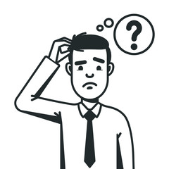 business man is thinking. Question mark.