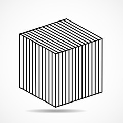 Cube of lines, geometric square shape. Vector
