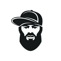 Obraz na płótnie Canvas The bearded rapper man in a cap. Hip Hop icon