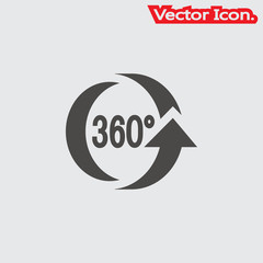 Angle 360 degrees icon isolated sign symbol and flat style for app, web and digital design. Vector illustration.