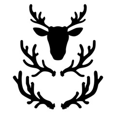 Set of deer horns. Design element for logo, label, emblem, sign, badge.