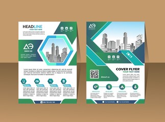 Corporate flyer, layout template. with elements and placeholder for picture.
