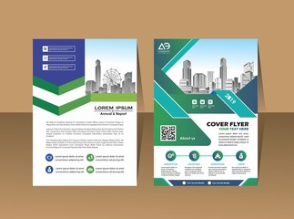 Corporate flyer, layout template. with elements and placeholder for picture.
