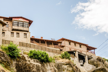 Obraz premium Kalambaka, Greece - June 10, 2018: A group of Orthodox monasteries Meteora, near the town of Kalambaka at the northwestern edge of the Plain of Thessaly.
