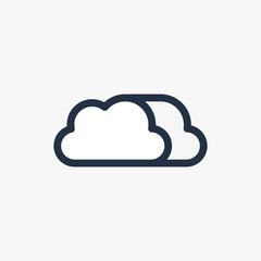 Isometric Cloud Weather Sky.  Vector Flat Line Stroke Icon.