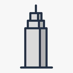 Fototapeta premium Isometric Skyscraper Business Building with Clouds Street View. Vector Flat Line Stroke Icon.