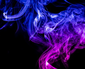 Colored smoke on black background