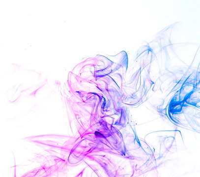 Colored smoke on white background