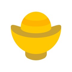 Chinese gold ingot vector, Chinese lunar new year flat icon