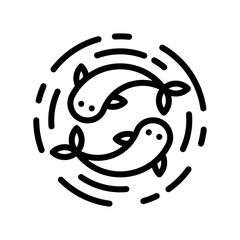 Carp vector, Chinese lunar new year line icon