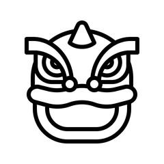 Lion dance head vector, Chinese lunar new year line icon
