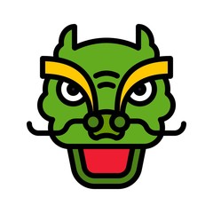Dragon dance head vector, Chinese lunar new year filled outline icon