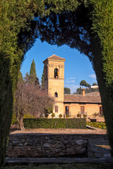 Fototapeta na wymiar Beautiful palace and garden of Alhambra, Granada, Andalucia, Spain