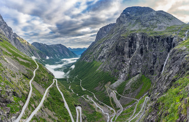 Norway, panorama view on Trollstigen valley