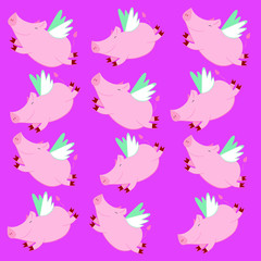 cute pig pattern, vector illustration