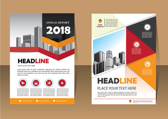 Brochure template layout, cover design annual report, magazine, flyer or booklet in A4 with blue geometric shapes on polygonal background