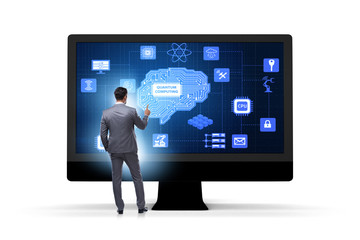 Concept of quantum computing with businessman