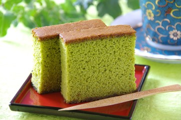 抹茶カステラでティータイム　抹茶カステラ　抹茶　カステラ　お菓子
