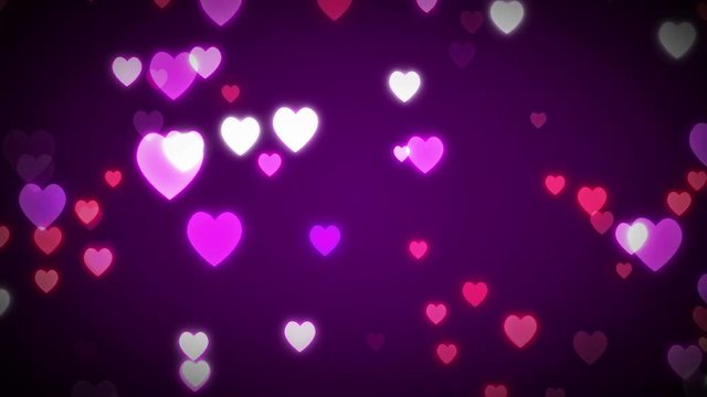 Dark background with multicolored approaching hearts