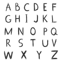 Vector Set of Black Sketch English Alphabet Letters.