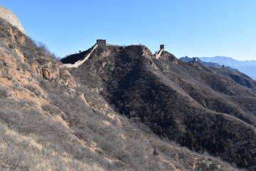 Fototapeta premium Panorama of the Great Wall in Jinshanling in winter near Beijing in China