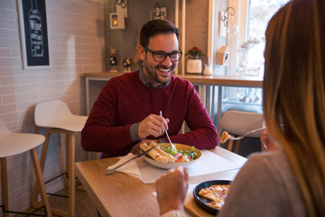 Couple at restaurant.