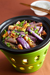 Delicious Chinese cuisine, minced meat eggplant pot