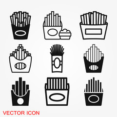 French fries icon. Vector logo, illustration, sign symbol for design