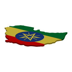 map of Ethiopia - 3D flag