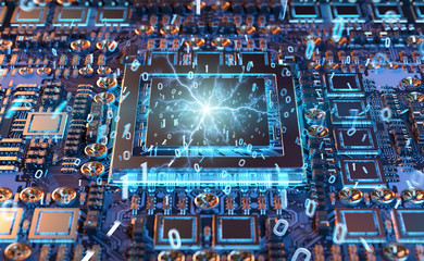 Close-up view of a modern GPU card with connections 3D rendering