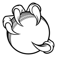Eagle, bird or monster claw or talons holding a cricket ball. Sports graphic. © Christos Georghiou