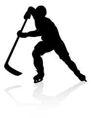 Fototapeta premium A detailed silhouette hockey player sports illustration
