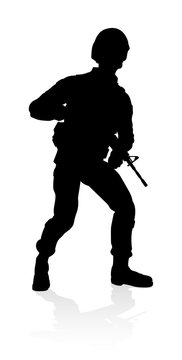 Military army soldier armed forces man detailed silhouette