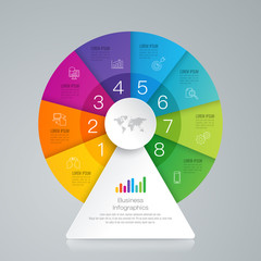 Infographics design vector and business icons with 8 options.