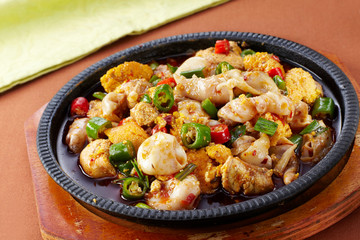 Delicious Chinese cuisine, sizzling fish