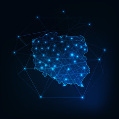 Poland map outline with stars and lines abstract framework. © Inna