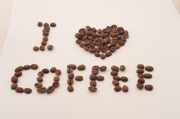 the inscription I love coffee beans coffee