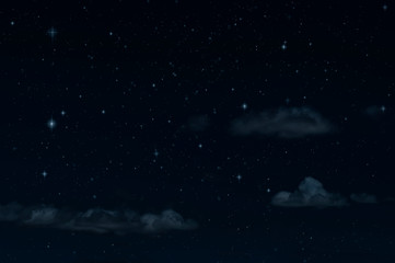 Night starry sky and clouds. Moonlight dark background and stars in the sky.