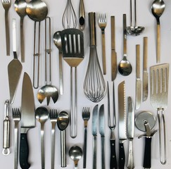 Kochbesteck Hintergrund isloliert, Kochkurs