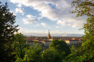 Fototapeta na wymiar Turin (Torino) high definition scenic panorama with amazing light