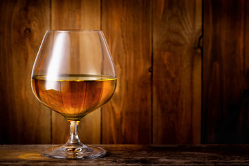 brandy or cognac in glass
