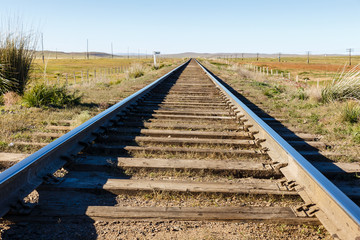 Transmongol Railway, single-track railway in steppe Mongolia