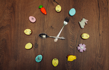 Easter homemade gingerbread cookie clock face