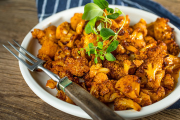 Cauliflower rosettes in a herbal marinade.