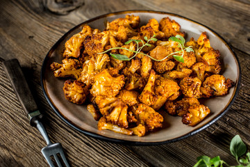 Cauliflower rosettes in a herbal marinade.