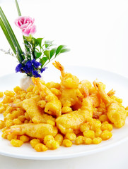 Delicious Chinese cuisine, fried corn shrimp