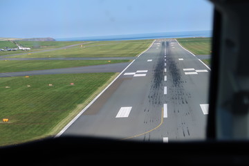 landing on runway from cockpit
